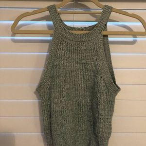 Green Knit Crop Top